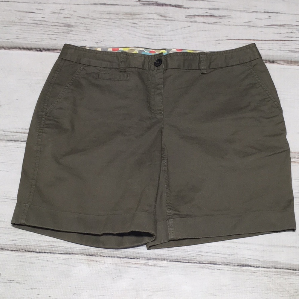 Boden Shorts 10P 10 Petite Green Bottoms Pockets Pockets Zipper Army Green
